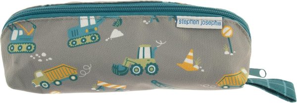 Stephen Joseph All Over Printed Pencil Pouch | Multipurpose Kids School Stationary Case, Colorful Cute Designs with Large Space for Pencils and Pens, Construction, Pencil Case